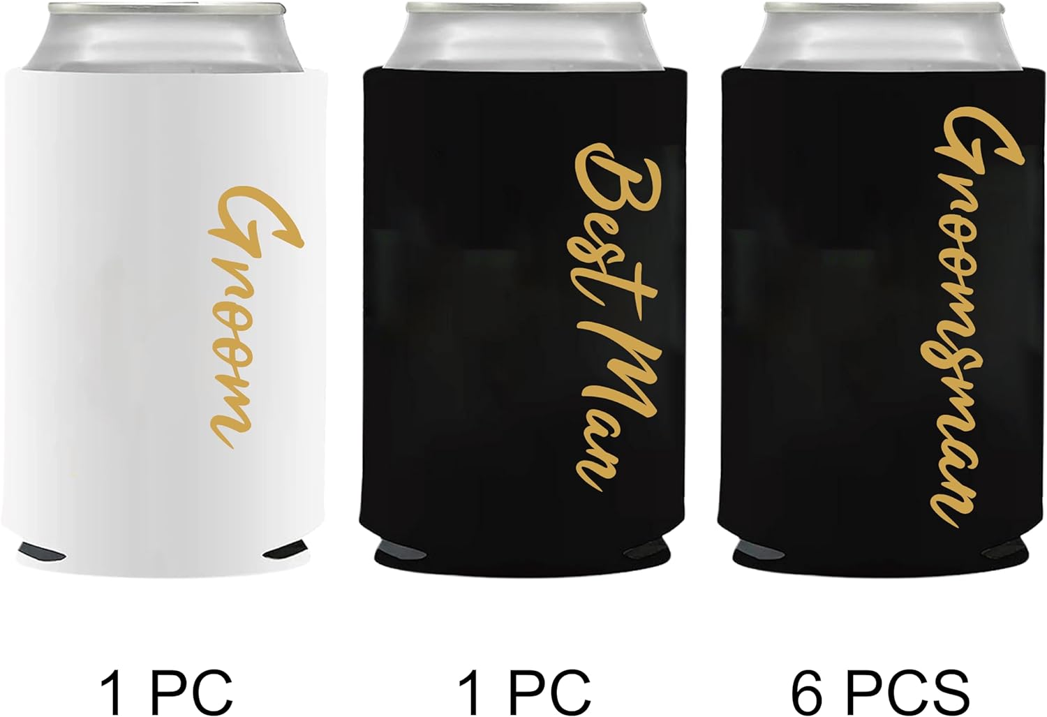 GroomBrideGifts Wholesale Bachelor Party Favors Can Cooler Sleeves Beer Can for Party Decorations(WORD-H)